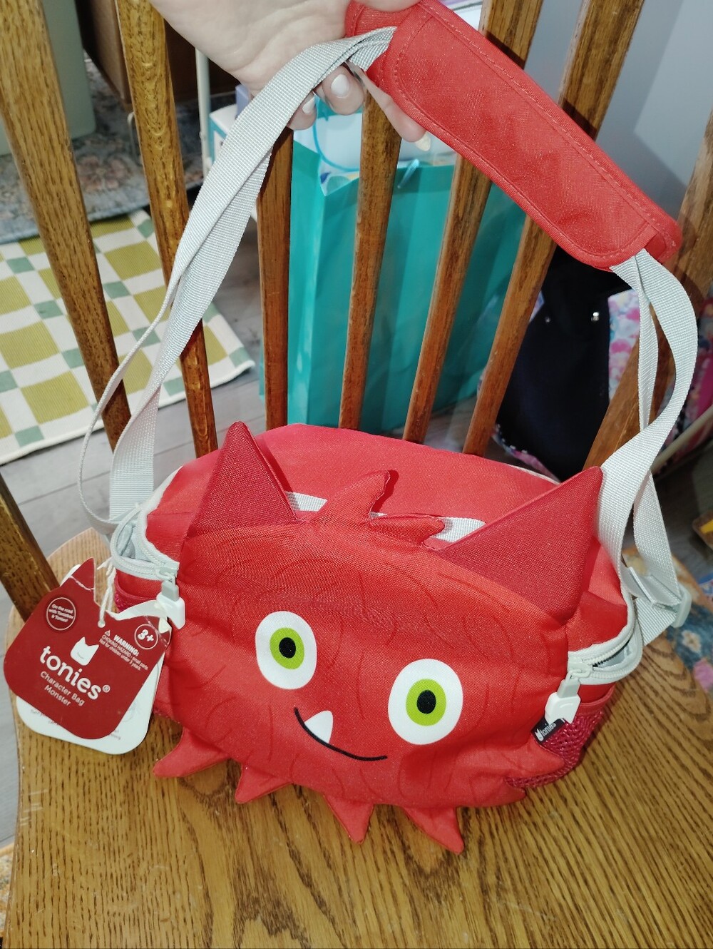 Monster Tonies Bag With Zippered Top Adjustable Strap Multiple Compartments